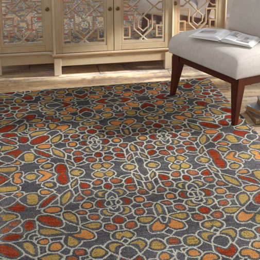 Bloomsbury Market Devereaux Hand Tufted Gray/Orange Area Rug Wayfair